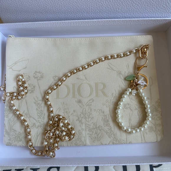 dior cosmetic bag , New Condition, Come With Chain ,Charm,  Box.See Pics - Picture 1 of 6